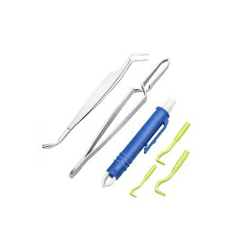 ダニ取り 6点 セット 【 ブルー ノック式 入】マダニ リムーバー ティック ツイスト フック リムーバー ダニ除去 何回でも使用可能 【定形外郵便のみ送料無料】 ケース入り犬、猫等ペットの散歩、アウトドアの救急セットに