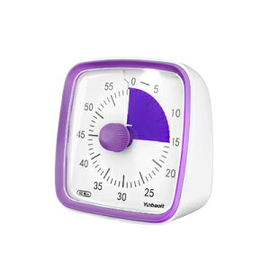 Yunbaoit ビジュアルタイマー VT03 60分 時計枠・帯:パープル 本体:ホワイト 60 Minute Visual Timer キッチンタイマー 回転式アナログタイマー 電池別売り【定形外郵便のみ送料無料】教室、職場、
