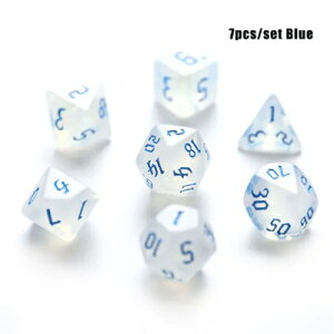 多面体サイコロ ダイス クリア <数字 ブルー > 7個セット 【 収納巾着 無し 】 7タイプ 【定形外郵便のみ送料無料】ダイスゲーム サイコロゲーム ※ダイストレイは含まれません※パッケ
