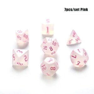 多面体サイコロ ダイス クリア <数字 ピンク > 7個セット 【 収納巾着 無し 】 7タイプ 【定形外郵便のみ送料無料】ダイスゲーム サイコロゲーム ※ダイストレイは含まれません※パッケ