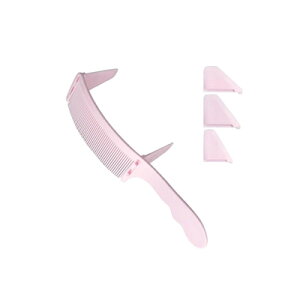 櫛 カット コーム <湾曲> ピンク(タイプ4)取り外し 取り付け可能なガイド3種付き 理髪コーム バリカンコーム 【定形外郵便のみ送料無料】訳あり:箱壊れ ヘアカット 髪を染める コーム