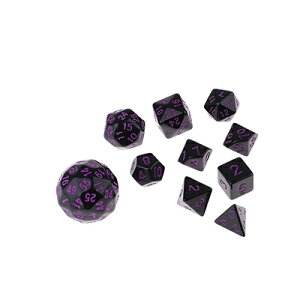 多面体 サイコロ 10個 セット 多面体ダイス ブラック ( 数字 パープル ) 【収納巾着無し】 【定形外郵便のみ送料無料】 10種類ダイスゲーム サイコロゲーム クトゥルフ神話 TRPG MTG※ダイスト
