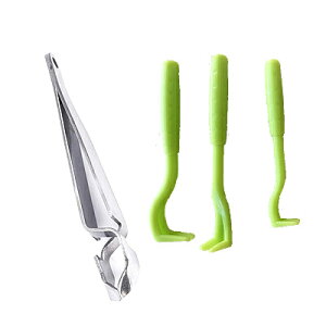 ダニ取り【3本】+ピンセット【1本】4点セット マダニリムーバーグリーン ティックツイスター <箱無し> 3サイズ 大中小 各1本入り【メール便のみ送料無料】マダニ取り  犬、猫等ペットの