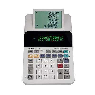 Sharp EL-1501  電卓  ホワイト  シャープ <br>コードレス 計算機 EL1501 ペーパーレス<br>大型12桁ディスプレイ<br>※電池別売り <br>Sharp El-1501 Compact Cordless Paperless  Calculator<br>※配送先、沖縄・九州・北海道・離島のご注文はお受けできません