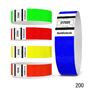 Goldistock Wristbands 200 5�F ���X�g�o���h200�{ �ԍ��� �g���̂� ��17mm���y���[���ւ̂ݑ��������z���s�A�� Tyvek Wristbands