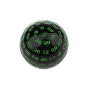 多面体 サイコロ 100面 ブラック ( 数字 グリーン ) 1個 ※ 収納巾着 無し 簡易包装 100面体 100面のサイコロ 【定形…