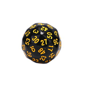 多面体 サイコロ 60面 ブラック ( 数字 イエロー ) 1個 【収納巾着無し】 簡易包装 【定形外郵便のみ送料無料】ダイスゲーム サイコロゲーム※ダイストレイは含まれません※代引き・ニッ