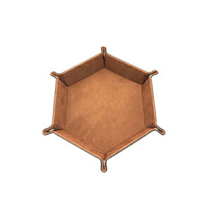 小物入れ ダイストレイ 折り畳み 六角 ブラウン × ブラック PUレザー 【定形外郵便のみ送料無料】アクセサリートレイ キートレイ コイントレイダイスゲーム サイコロゲーム※サイコロ含ま