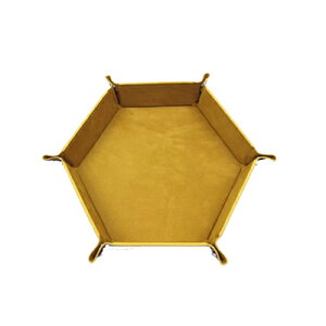 小物入れ ダイストレイ 折り畳み 六角 イエロー ( マスタード ) × ブラック PUレザー【定形外郵便のみ送料無料】アクセサリートレイ キートレイ コイントレイダイスゲーム サイコロゲーム※