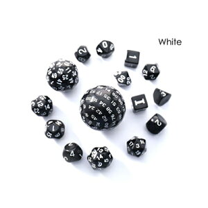 多面体 ダイス セット 15ピース ダイス ブラック ( 数字 ホワイト) 【収納巾着つき】 15個 セット 【定形外郵便のみ送料無料】 15種類ダイスゲーム サイコロゲーム※ダイストレイは含まれませ