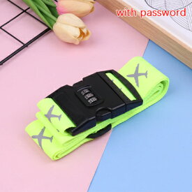 バッグとめるベルト ダイヤルロック付き ストレート 2m A1 ネオングリーン 飛行機 ※ノーブランド 旅行便利グッズ バックとめるベルト荷物用弾力固定ベルト　ナイロン製【定形外郵便のみ送料無料】 ※箱無し　説明書無し　簡易包装