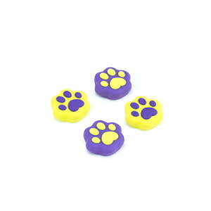 NS グリップキャップ 肉球型 パープルイエロー 4個セットNintendo Switch joy-con SwitchLiteアナログスティックカバー ニンテンドースイッチ ジョイコン【定形外郵便のみ送料無料】FPS 猫 肉球 ※代引