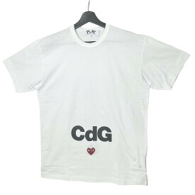 コムデギャルソン プレイ(COMME des GARCONS PLAY) AE-T102 CdG ロゴ ハート 半袖 T-Shirt Tシャツ メンズ (カラー：ホワイト)【Sランク】【中古】