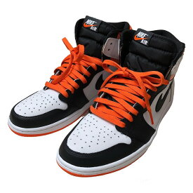 ナイキ(NIKE) 555088-180 AIR JORDAN 1 RETRO HIGH OG エアジョーダン1 レトロ ハイ エレクトロオレンジ スニーカー USA10（約28.0cm） メンズ (カラー：WHITE/BLACK-ELECTRO ORANGE) 【Sランク】【中古】