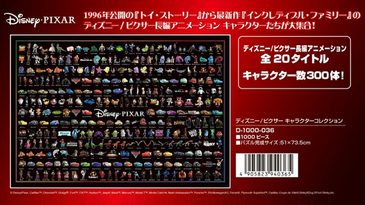 楽天市場 1000ピースジグソーパズル ディズニー ピクサー キャラクター大集合 テンヨー D 1000 036 51 73 5cm 組絵門 くみえもん