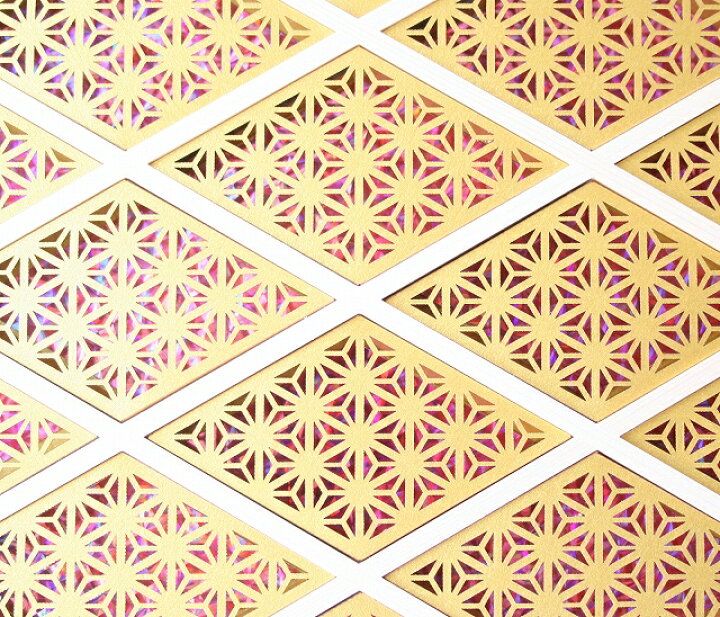 楽天市場】和モダン アートパネル 【菱内小紋 麻の葉＜金 PurpleNeon 