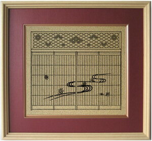 組子細工欄間入り書院障子復刻影絵100選 No.055 竜田川紅葉
