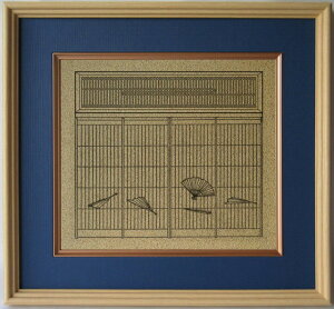 組子細工欄間入り書院障子復刻影絵100選 No.73 末広