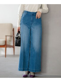 ワイドストレートデニム パンツ 組曲 L クミキョク パンツ ジーンズ・デニムパンツ ブルー【送料無料】[Rakuten Fashion]