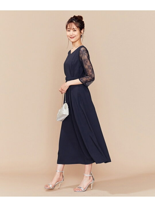 楽天市場】【SALE／60%OFF】【PRIER】レーススリーブロングF&Fドレス 