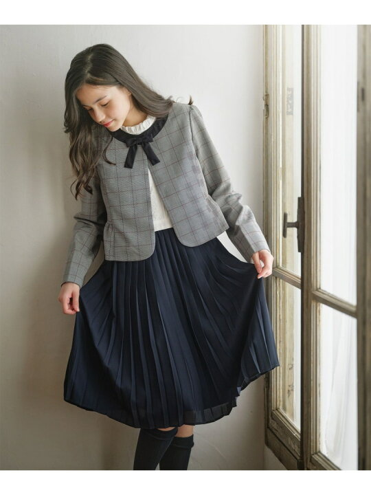 楽天市場】【150-170cm】グレンチェックジャケット&プリーツワンピース 