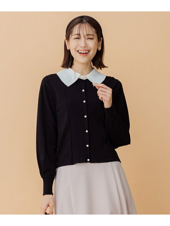 楽天市場】【SALE／40%OFF】【洗える】パールディテール襟付きニット 