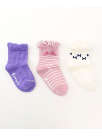 【13-24cm】3足セット ソックス 組曲 KIDS クミキョク 靴下・レッグウェア 靴下 ピンク ネイビー[Rakuten Fashion]