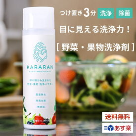 【楽天スーパーSALE10%OFF】野菜果物洗浄剤 KARARAN 野菜洗い 洗浄 洗剤 洗う 洗浄剤 農薬 ワックス 防腐剤 除去 除菌 鮮度向上 簡単 3分 ワンタッチボトル 卵の殻 パウダー コスパ◎ 天然 無添加 離乳食 食事 ヘルスケア ママの声多数 あす楽 送料無料 180g 日本製