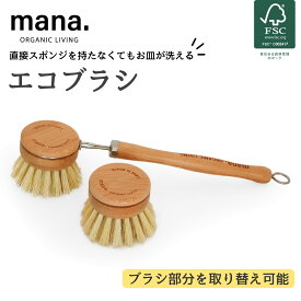FSC認証 キッチンブラシ 柄付きブラシ 食器 お皿 洗い mana. ナチュラル 天然 自然 お掃除グッズ お掃除ブラシ 洗い物 植物由来100% 手に優しい 敏感肌 肌荒れ対策 サスティナブル エシカル 本体 スペア プレゼント ギフト 送料無料