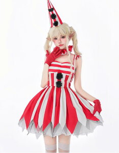 ハロウィンコスチューム サーカス ピエロ コスプレ衣装 レディース ドレス 邪悪なピエロ ホラー 人形 赤 ハロウィン 仮装 コスチューム 女巫 巫女 魔女 精霊 幽霊 お化け 変身仮装 大人用 舞