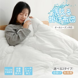 掛け布団 TEIJIN中綿使用 抗菌防臭 防ダニ オールシーズン 洗える ピーチスキン加工 軽量 合掛け布団 本掛け布団 シングル セミダブル ダブル クイーン ふんわり ほこりが出にくい 洗えて清潔 保温 通気 掛けふとん ホテル仕様