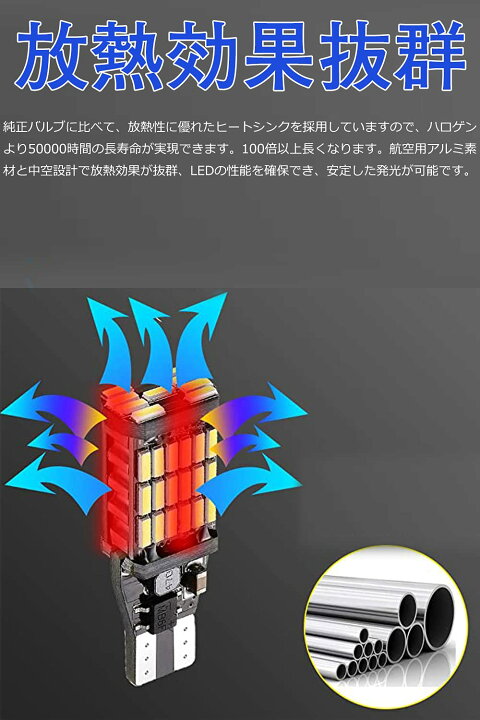 T16 LED バックランプ 爆光1200ルーメン キャンセラー内蔵 CANBUS バックランプ T16 W16W T10 T15  バックランプ 高輝度 ホワイト4014LED 45連 12V 無極性 ホワイト 後退灯 バックライト 6000K 50000時間以上寿命 1年保証  (4個セット) KUMO SHOP