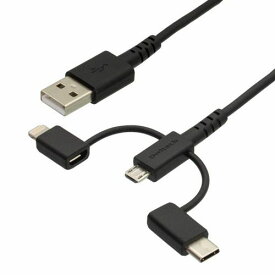 OWL-CBKMULTC10-BK オウルテック Lightning＆USB Type-C＆microUSB対応 3in1 USBケーブル 1.0m （ブラック）Apple認定 MFi認証取得