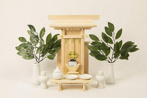 神棚セット■一社 袖付 大神宮■神前用具12点付き サイズ約 (cm) 高さ35 幅27 奥行7 【送料無料】tno-c81