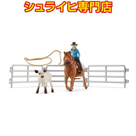 【シュライヒ専門店】シュライヒ カウガールとチーム・ローピング 42577 動物フィギュア ファームワールド FARM WORLD 馬 ウマ horses schleich