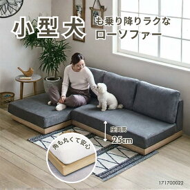 ローソファ L字 カウチソファ ペット対応 小型犬 2人掛け 組み替え カバーリング 洗える 撥水 耐スクラッチ コーナーソファ 208cm