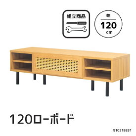 TVボード テレビ台 幅120cm 韓国インテリア風 前板のラタン調アクセントがかわいい！ 扉越しでもリモコン操作可能 お掃除しやすい脚長デザイン リビングボード ローボード 韓国風 シンプル 910218831