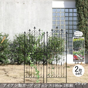 【12H限定★P3倍】ガーデンフェンス 庭 フェンス トレリス アイアン 目隠し 外構 diy おしゃれ 柵 埋め込み エクステリア 薔薇 つる 誘引 156 BK 2枚組