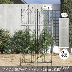 【12H限定★P3倍】ガーデンフェンス 庭 フェンス トレリス アイアン 目隠し 外構 diy おしゃれ 柵 埋め込み エクステリア 薔薇 つる 誘引 220 BK 2枚組