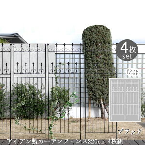 【12H限定★P3倍】ガーデンフェンス 庭 フェンス トレリス アイアン 刺すだけ 外構 アイアンフェンス バラ 誘引 アンティーク調 薔薇 つる 目隠し diy おしゃれ 柵 埋め込み エクステリア 220 黒