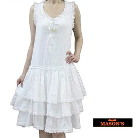 【送料無料】 MASON'S メイソンズ ノースリーブ ワンピース レース　カットレース　ティアード ホワイト(白) SIZE：38(7〜9号)/40(9〜11号) (masons_d01)