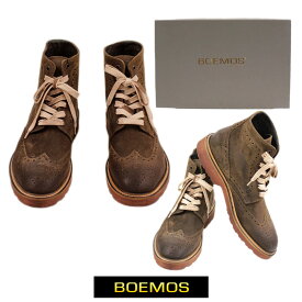 【送料無料】ボエモス BOEMOS メンズ シューズ 靴 ブーツ ウィングチップ スエード レザー カーキ/ブラウン サイズ：40/41 (boemos-4270204)【smtb-k】【kb】