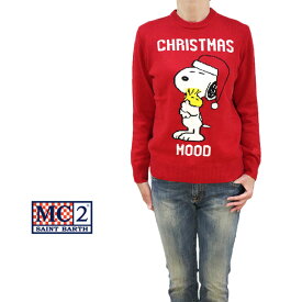 【送料無料】MC2 SAINT BARTH セントバース セイントバース スヌーピー snoopy CHRISTMAS MOOD ニット セーター プルオーバー クルーネック 長そで レッド(赤) SIZE：S/M/L (mc2-7131201)