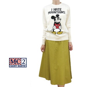 �y���������zMC2 SAINT BARTH �Z���g�o�[�X �Z�C���g�o�[�X �~�b�L�[ MickeyMouse I HATE MOUNTAINS �j�b�g �Z�[�^�[ �v���I�[�o�[ �N���[�l�b�N ������ �z���C�g(��) SIZE�FS (mc2-7131204)
