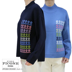 【送料無料】【2025秋冬新作】ピッコーネ スタジオ STUDIO PICONE P518106 レディース ニット プルオーバー ウール ハイネック 長そで ブルー/ネイビー(紺) サイズ：38(M/9号)/40(L/11号)（pico_w25aw49s)