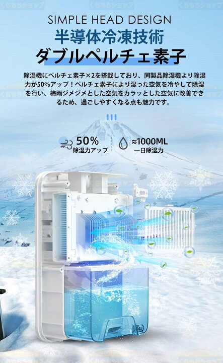 楽天市場】除湿機 大容量 2.2L 除湿器【2024新型 自動霜取り】ペルチェ 