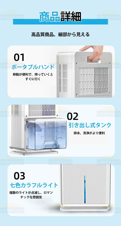 楽天市場】【2024新型 自動霜取り】空気清浄機 除湿機 大容量 3L 強力 