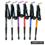 【程よい重量感で安心】 トレッキングポール 2本セット ストック 調節可能 格納式 登山杖 アンチショック…