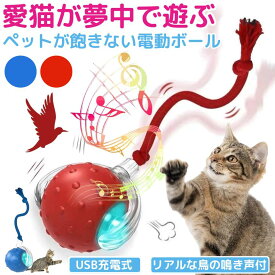 【自動で動く】 自動猫ボール ネコ 猫 おもちゃ 電動 自動 鳥 ボール 犬 一人遊び 動くおもちゃ 鳴き声付 さえずり 室内 USB充電式 ペット ダイエット 運動不足 解消 LEDライト付き 尻尾付き しっぽ ひも Type-C ストレス解消