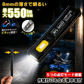 懐中電灯 ハンディライト led ライト マグネット 充電式 最強 ハンディ高輝度 作業灯 クリップライト USB TYPE-C 充電式 ハンドライト 磁石 作業 小型 軽量 キャップライト ヘッドライト キャップ 帽子 アウトドア ウォーキング キャンプ ジョギング 夜釣り 釣り